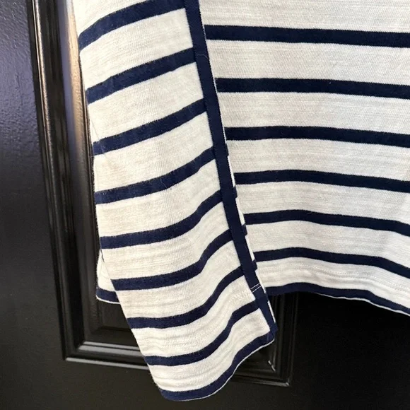LOFT Women's Navy and White Striped Long-Sleeve Top - Picture 3 of 6